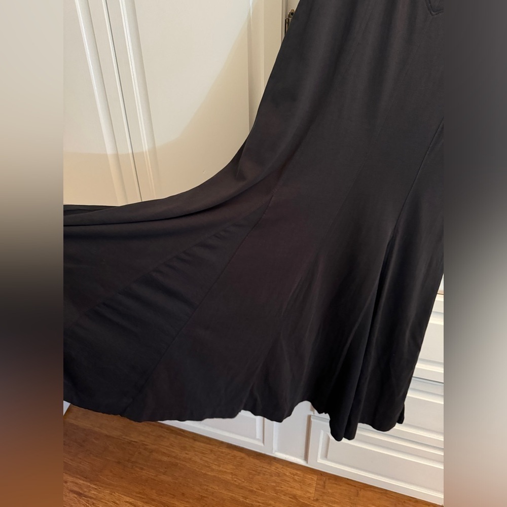 MAEVE by Athropologie Plus Black V Neck Short Sleeve midi circle skirt dress 2X - Picture 5 of 8